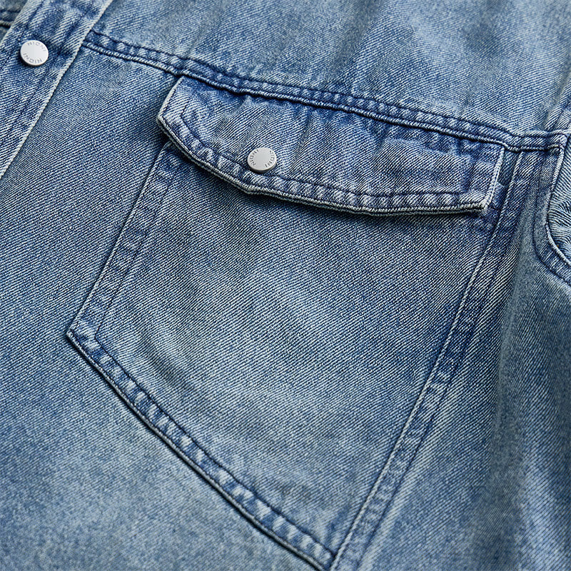 Vintage-Jeanshemd, kurzärmelig, Oversized, Arbeitskleidung - image 3