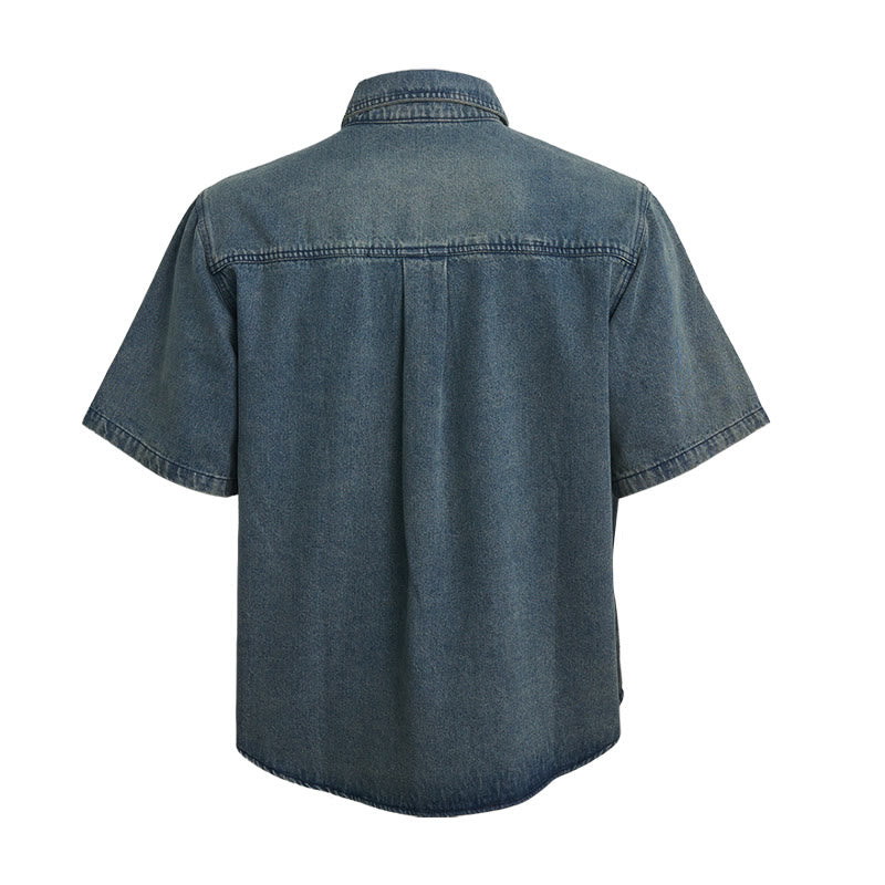 Vintage-Jeanshemd, kurzärmelig, Oversized, Arbeitskleidung - image 1