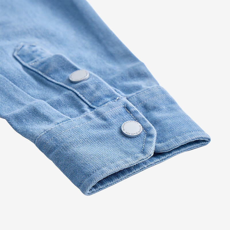 Lässiges, locker sitzendes Herren-Jeanshemd mit langen Ärmeln und Knöpfen - image 7