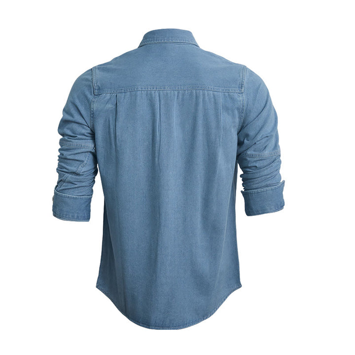 Lässiges, locker sitzendes Herren-Jeanshemd mit langen Ärmeln und Knöpfen - image 2