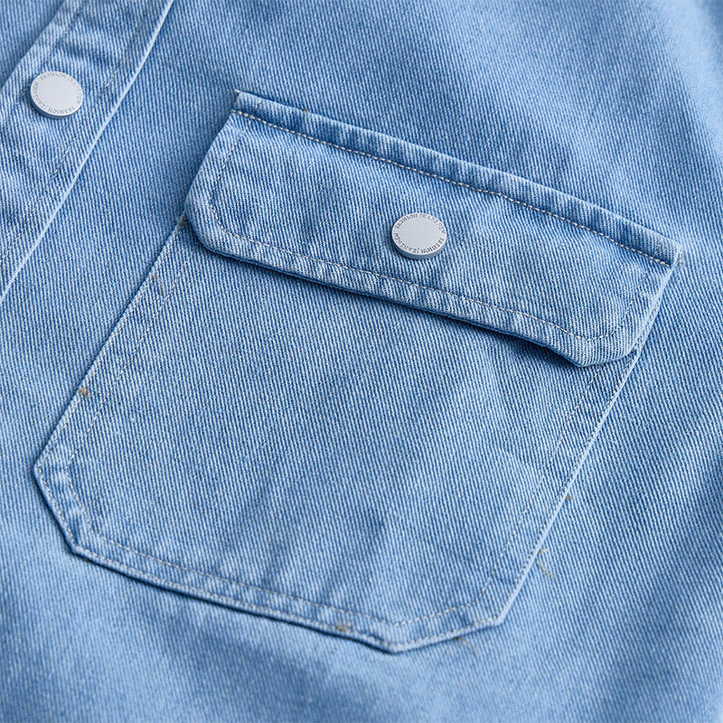 Lässiges, locker sitzendes Herren-Jeanshemd mit langen Ärmeln und Knöpfen - image 4