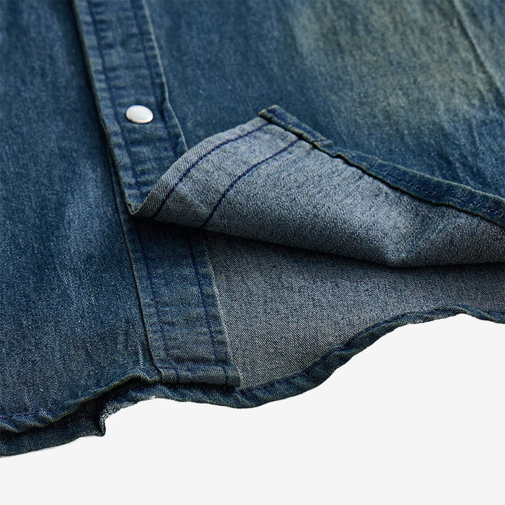 Herrenmode Slim Fit Langarm-Jeanshemd mit Knopfleiste - image 7
