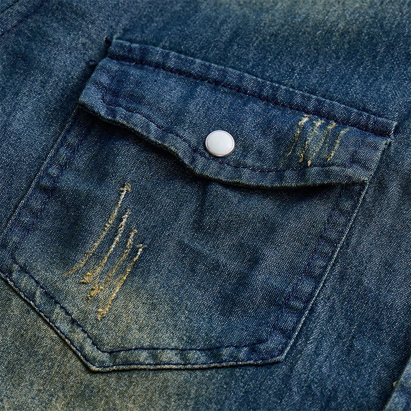 Herrenmode Slim Fit Langarm-Jeanshemd mit Knopfleiste - image 6