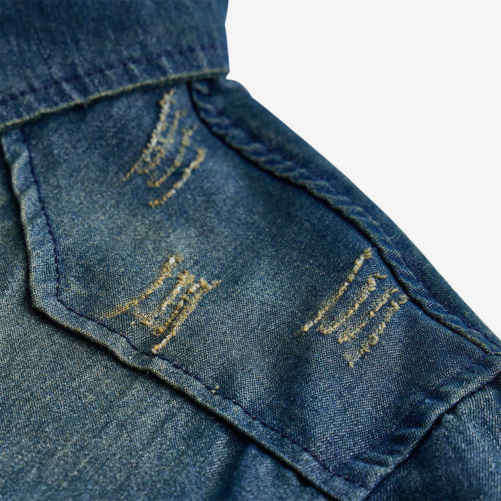 Herrenmode Slim Fit Langarm-Jeanshemd mit Knopfleiste - image 5