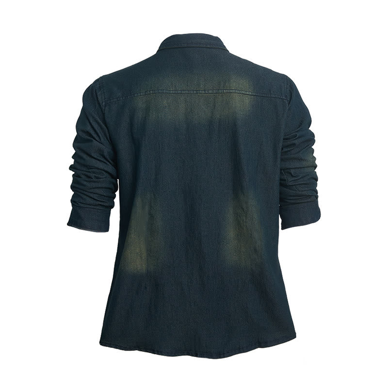 Herrenmode Slim Fit Langarm-Jeanshemd mit Knopfleiste - image 1