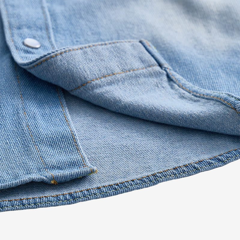 Herrenmode Jeanshemd mit Used-Look und langen Ärmeln - image 6