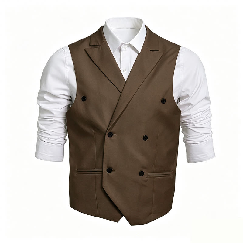 Slim-Fit-Weste für Herren, zweireihig, elegant - Kaffee - 6XL - image 5