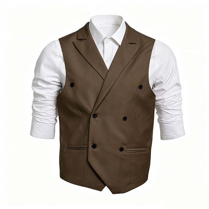 Slim-Fit-Weste für Herren, zweireihig, elegant - Kaffee - 6XL - image 5