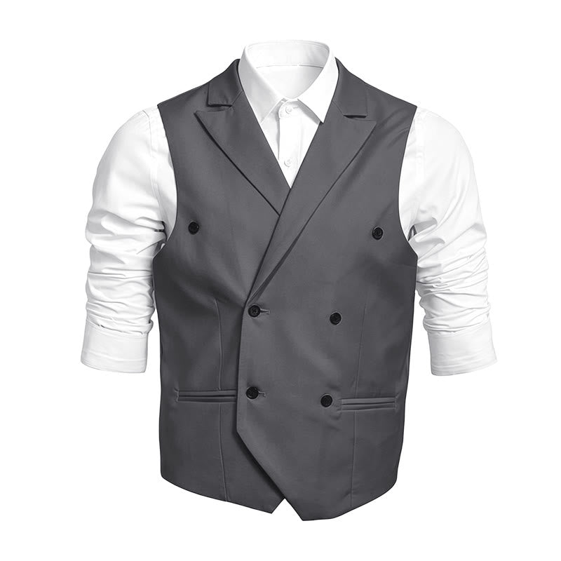 Slim-Fit-Weste für Herren, zweireihig, elegant - Grau - 6XL - image 3