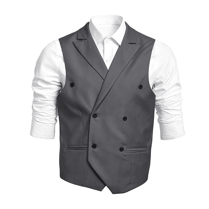 Slim-Fit-Weste für Herren, zweireihig, elegant - Grau - 6XL - image 3