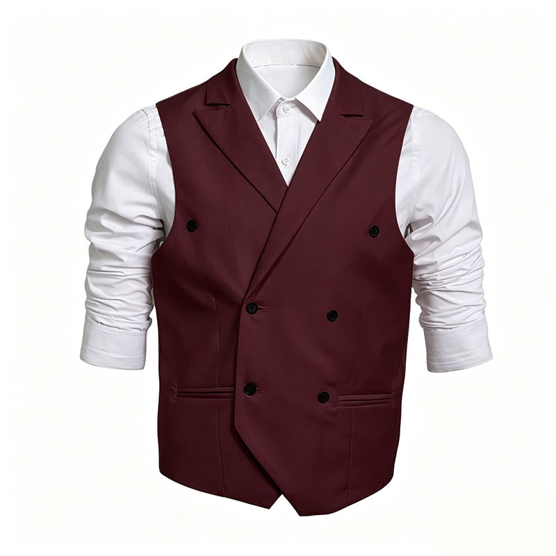 Slim-Fit-Weste für Herren, zweireihig, elegant - Wein - 6XL - image 6
