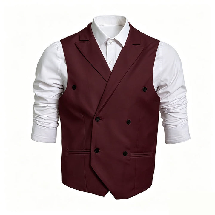 Slim-Fit-Weste für Herren, zweireihig, elegant - Wein - 6XL - image 6