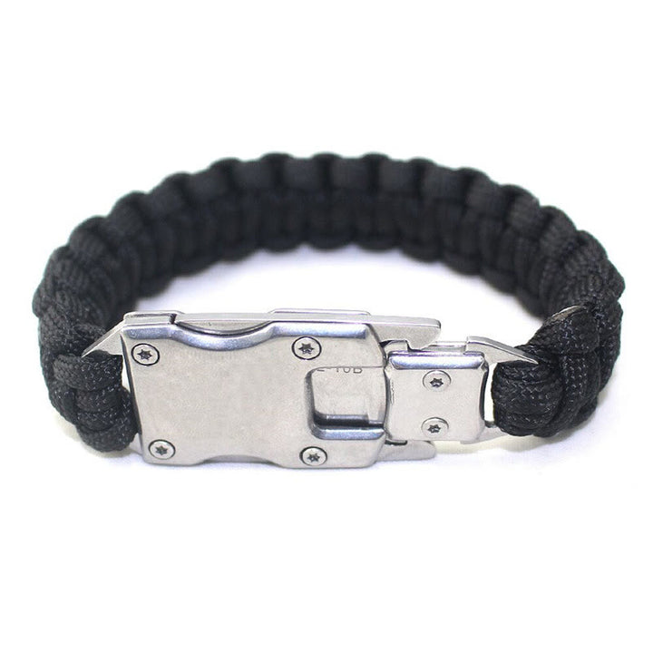 Multifunktionales Notfall-Paracord-Überlebensarmband mit verstecktem Messer - Schwarze und silberne Schnalle - image 4