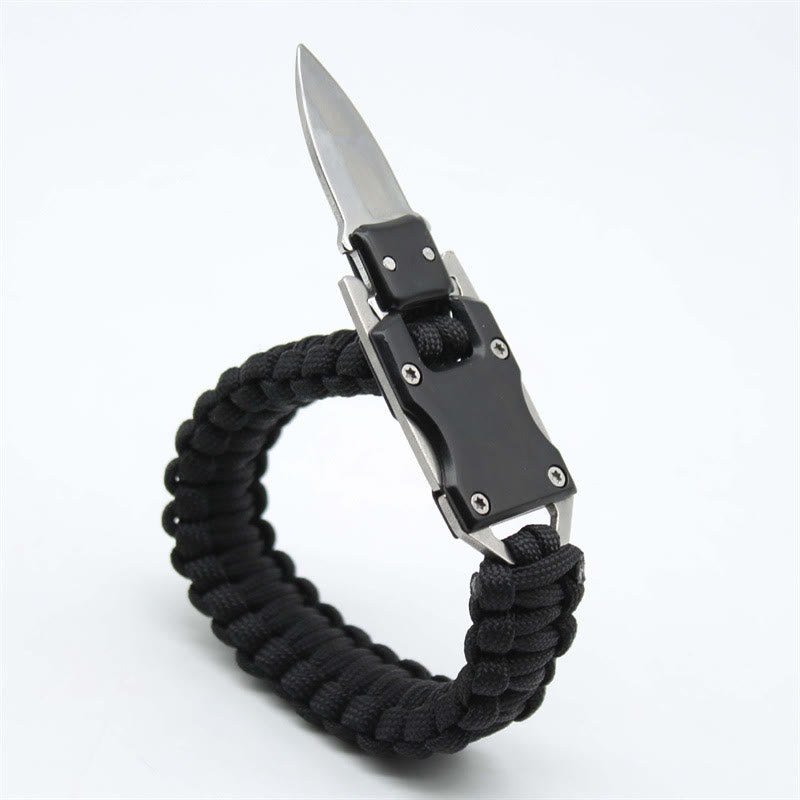 Multifunktionales Notfall-Paracord-Überlebensarmband mit verstecktem Messer - Schwarz - image 1