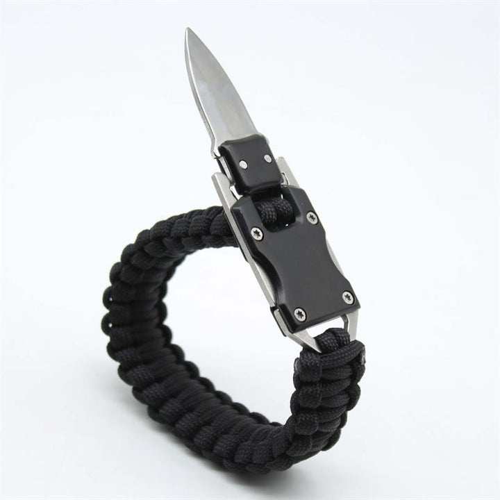 Multifunktionales Notfall-Paracord-Überlebensarmband mit verstecktem Messer - Schwarz - image 1