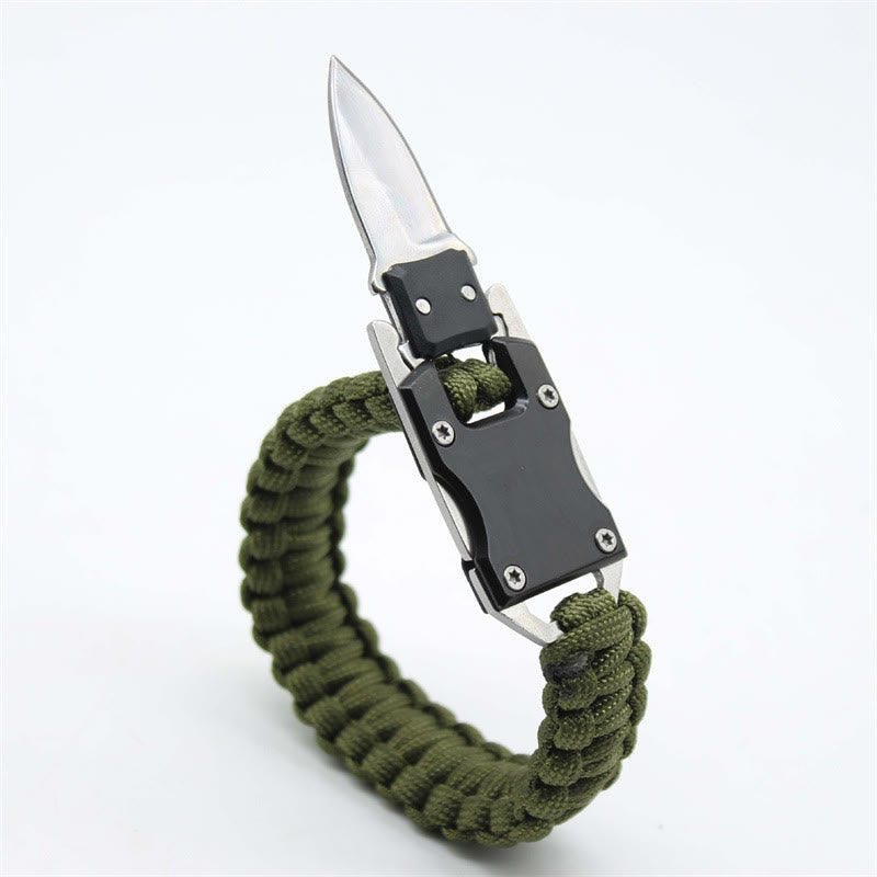 Multifunktionales Notfall-Paracord-Überlebensarmband mit verstecktem Messer - Armeegrün - image 2