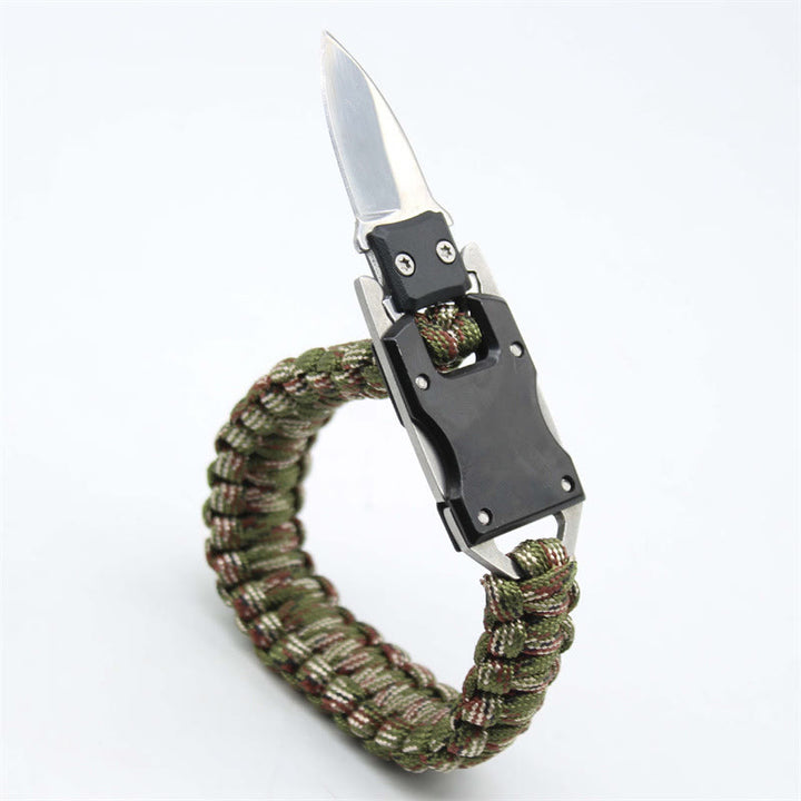 Multifunktionales Notfall-Paracord-Überlebensarmband mit verstecktem Messer - Armeegrüne Tarnung - image 0