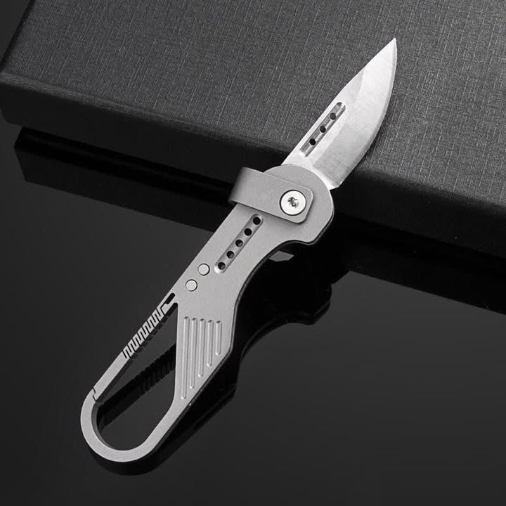 Klappmesser im Titan-Stil, EDC-Werkzeug mit Karabinerhaken - Silber - image 0