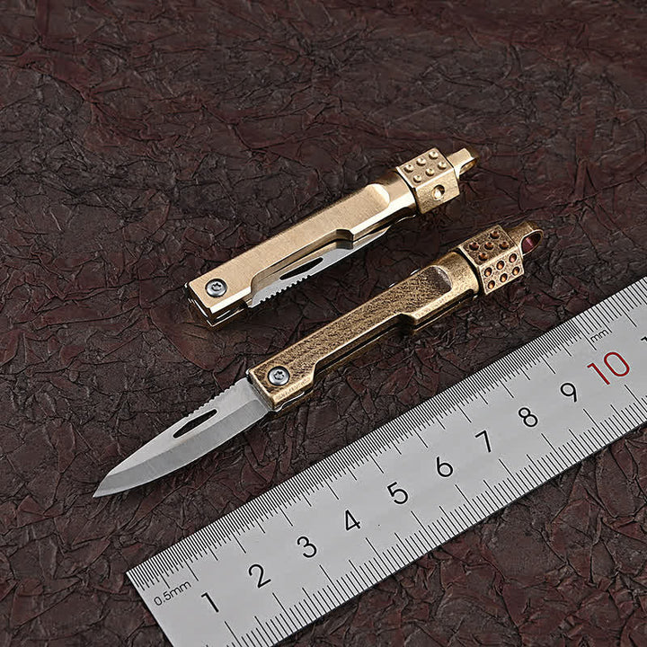 Vintage Mini-Klappmesser mit drehbarem Würfel und Messinggriff – EDC-Werkzeug - image 5