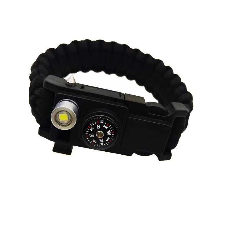 Leichtes LED-Lichtkompass-Notfall-Überlebensarmband aus Paracord - Schwarz - image 1