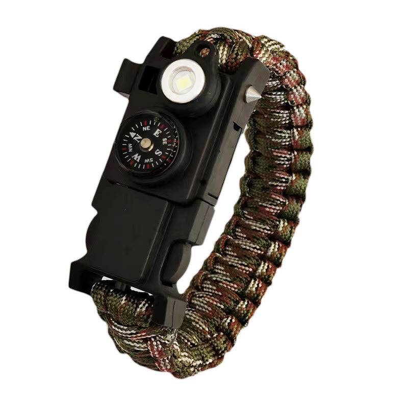 Leichtes LED-Lichtkompass-Notfall-Überlebensarmband aus Paracord - Armeegrüne Tarnung - image 0