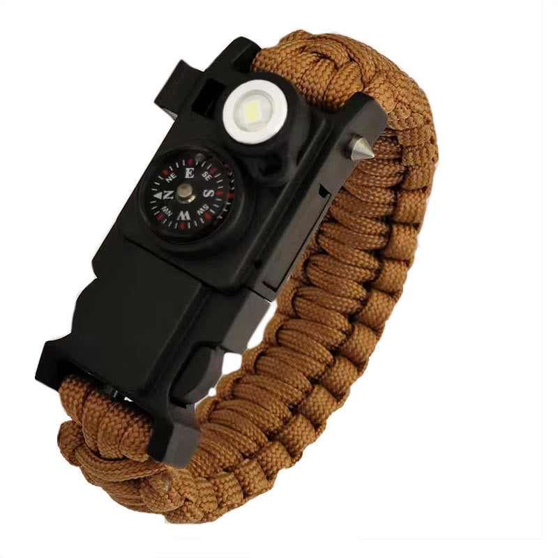 Leichtes LED-Lichtkompass-Notfall-Überlebensarmband aus Paracord - Braun - image 6