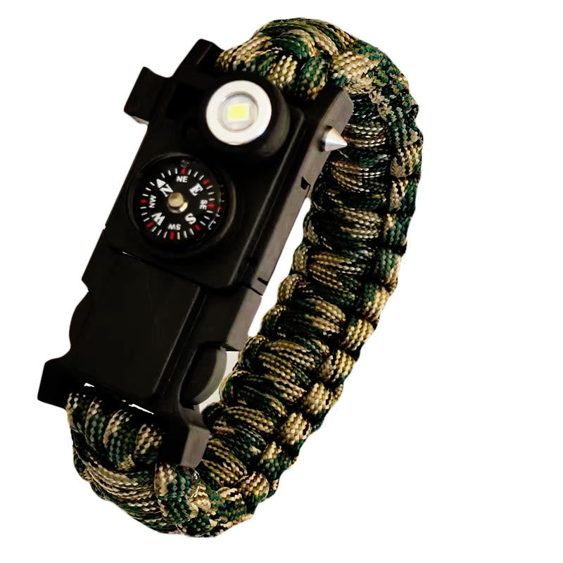 Leichtes LED-Lichtkompass-Notfall-Überlebensarmband aus Paracord - Waldtarnung - image 2