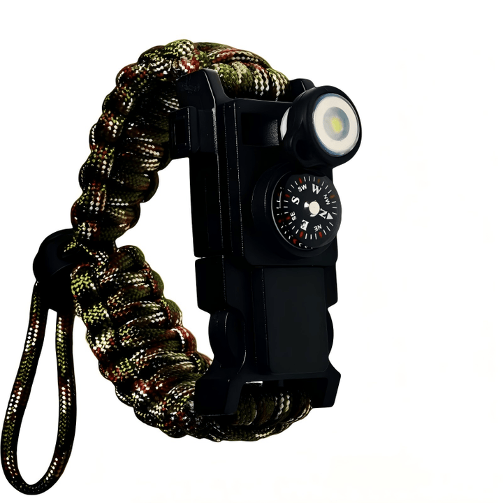 Leichtes LED-Lichtkompass-Notfall-Überlebensarmband aus Paracord - Verstellbare armeegrüne Tarnung - image 13
