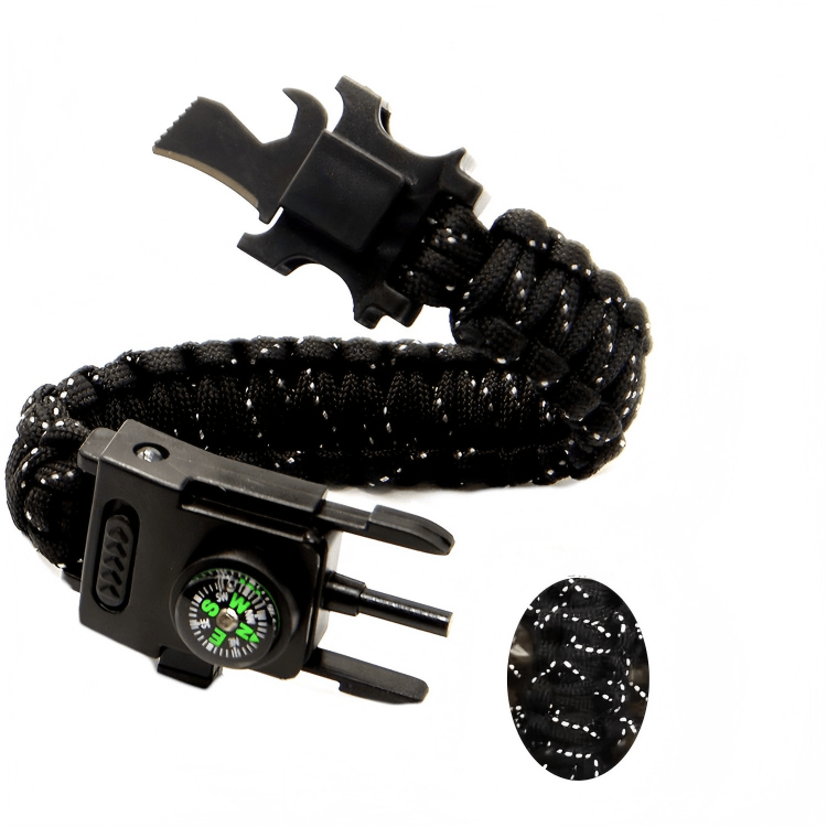 Multifunktionales Outdoor-Überlebensarmband mit LED-Paracord - Schwarze und reflektierende Linie - image 7