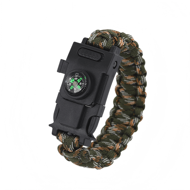Multifunktionales Outdoor-Überlebensarmband mit LED-Paracord - Grün-orangefarbene Tarnung - image 18