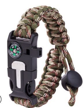 Verstellbares Kompass-Feuerstarter-Notfall-Paracord-Überlebensarmband - Grün-rote Tarnung - image 7