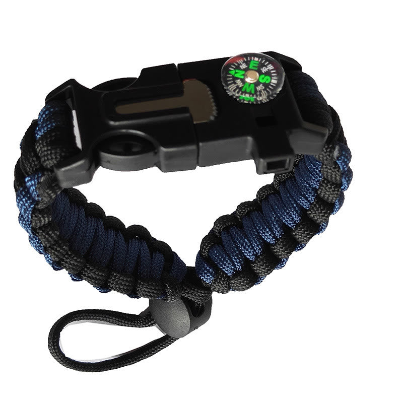 Verstellbares Kompass-Feuerstarter-Notfall-Paracord-Überlebensarmband - Dunkelblau - image 3