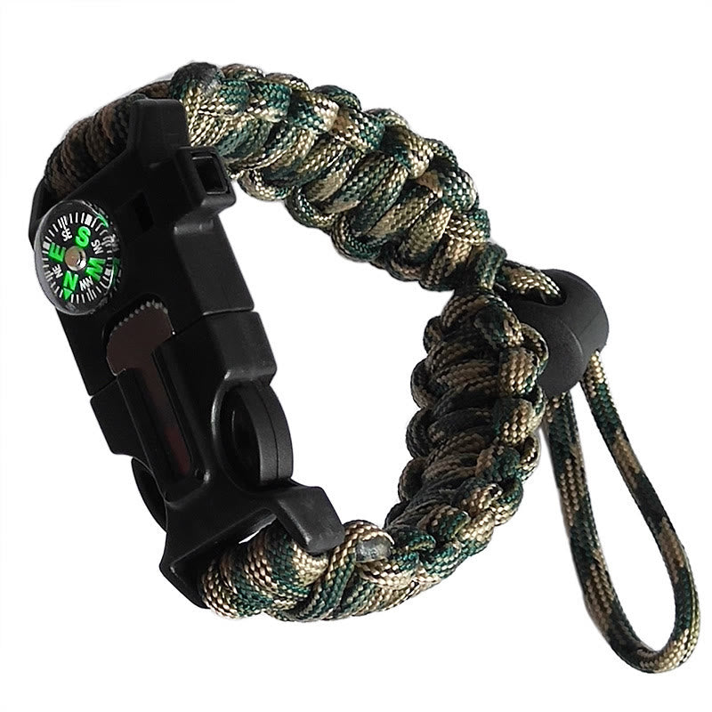Verstellbares Kompass-Feuerstarter-Notfall-Paracord-Überlebensarmband - Tarnung - image 4