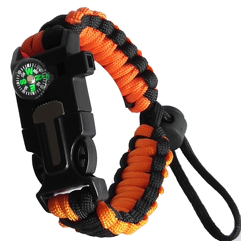 Verstellbares Kompass-Feuerstarter-Notfall-Paracord-Überlebensarmband - Orange - image 2
