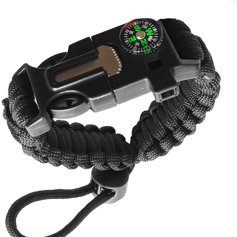 Verstellbares Kompass-Feuerstarter-Notfall-Paracord-Überlebensarmband - Schwarz - image 1