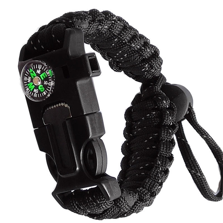 Verstellbares Kompass-Feuerstarter-Notfall-Paracord-Überlebensarmband - Schwarze und reflektierende Linie - image 5
