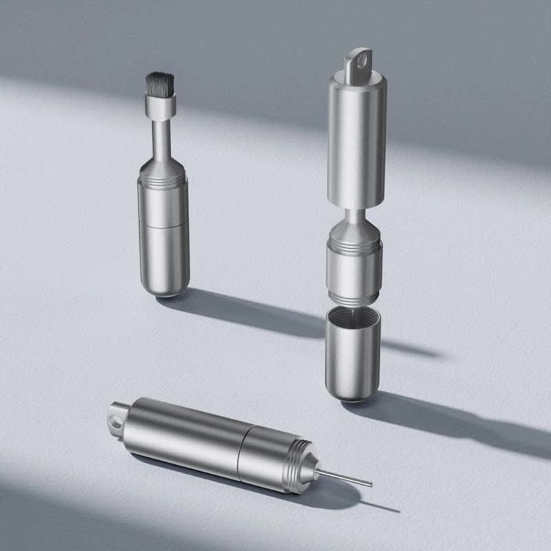 SIM-Karten-Auswurfstift & Reinigungsbürsten-Schlüsselanhänger fürs Handy - Silber - image 0