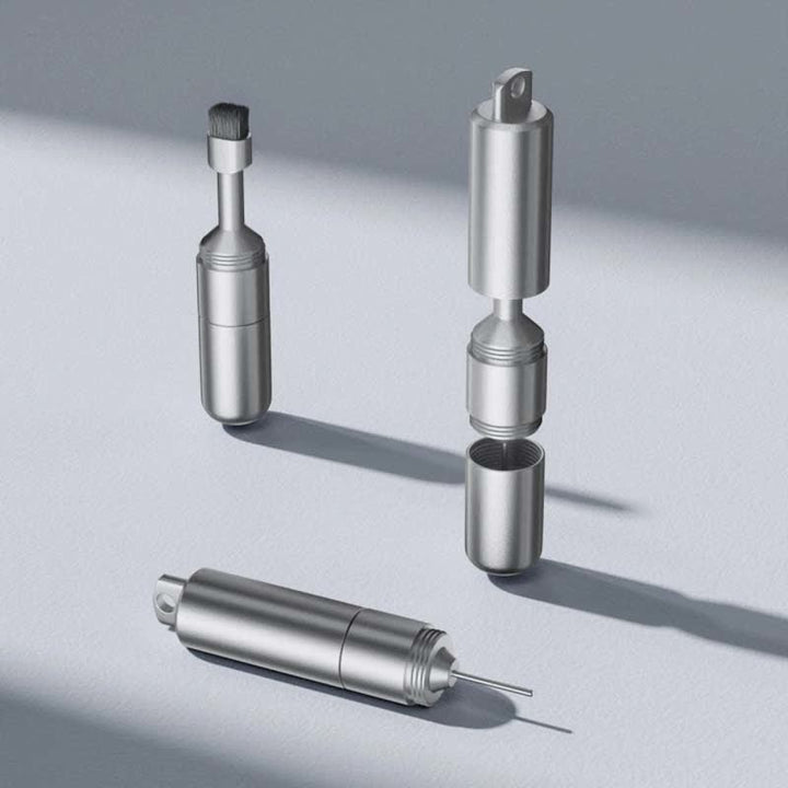 SIM-Karten-Auswurfstift & Reinigungsbürsten-Schlüsselanhänger fürs Handy - Silber - image 0
