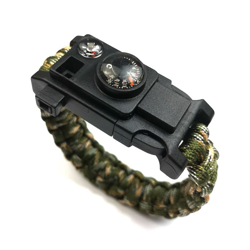 Outdoor-Camping-Multitool-Überlebens-Paracord-Armband - Grün-orangefarbene Tarnung - image 16