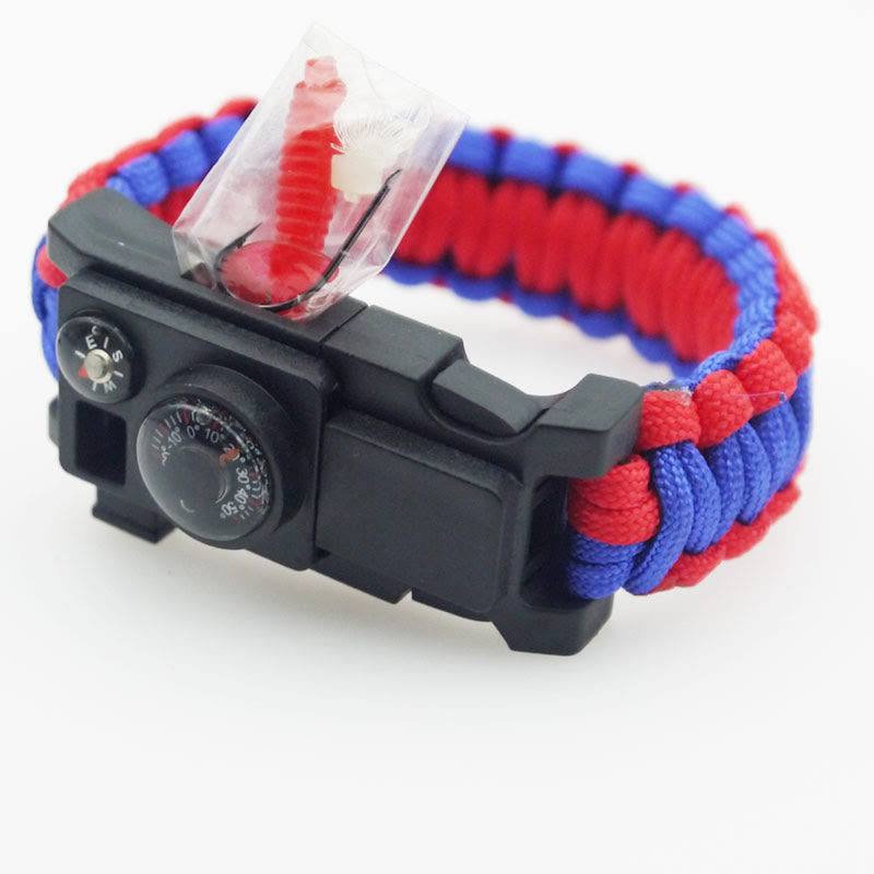 Outdoor-Camping-Multitool-Überlebens-Paracord-Armband - Rot-blaue Tarnung - image 7