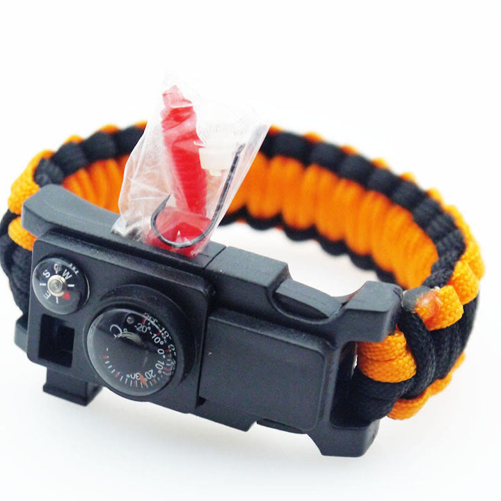 Outdoor-Camping-Multitool-Überlebens-Paracord-Armband - Schwarz & Orange - image 15
