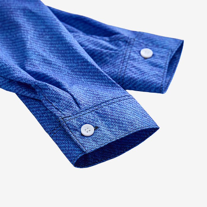 Herren-Langarmhemd im Retro-Cowboy-Stil mit blauen Streifen - image 7