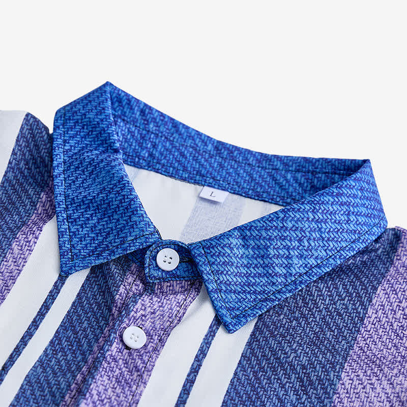 Herren-Langarmhemd im Retro-Cowboy-Stil mit blauen Streifen - image 4