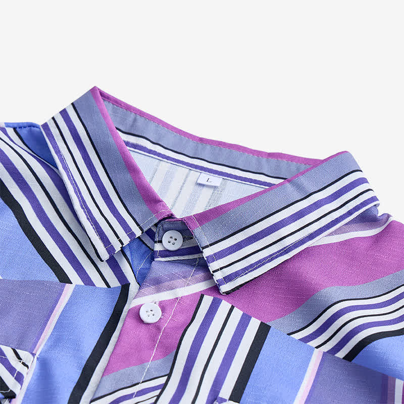 Herren-Langarmhemd im aztekischen Westernstil, blau & lila - image 4