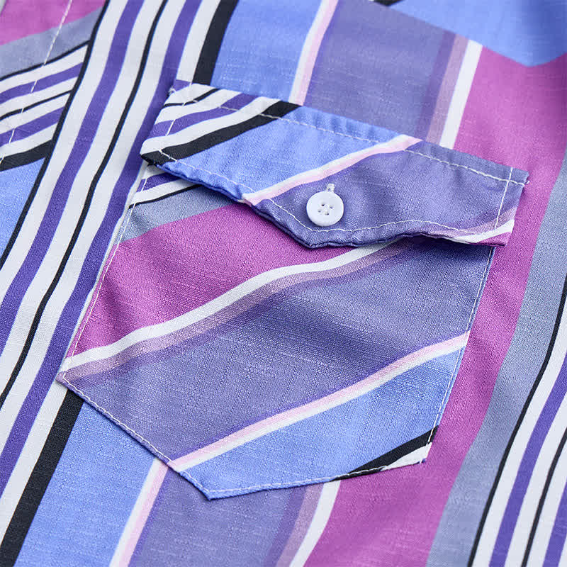 Herren-Langarmhemd im aztekischen Westernstil, blau & lila - image 5
