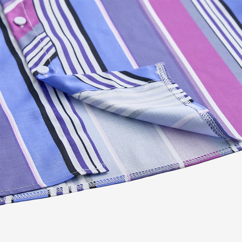 Herren-Langarmhemd im aztekischen Westernstil, blau & lila - image 7