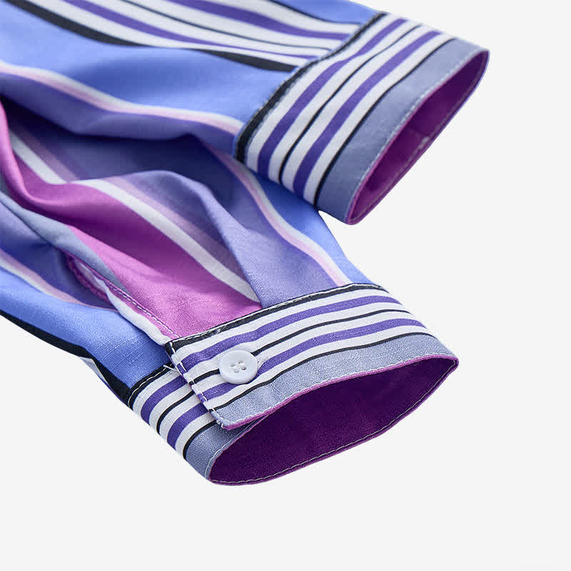 Herren-Langarmhemd im aztekischen Westernstil, blau & lila - image 8