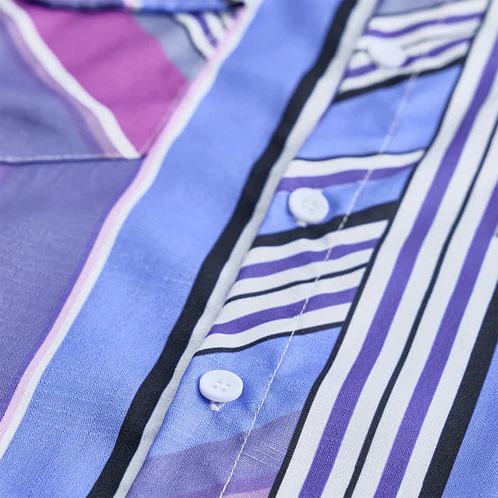 Herren-Langarmhemd im aztekischen Westernstil, blau & lila - image 6