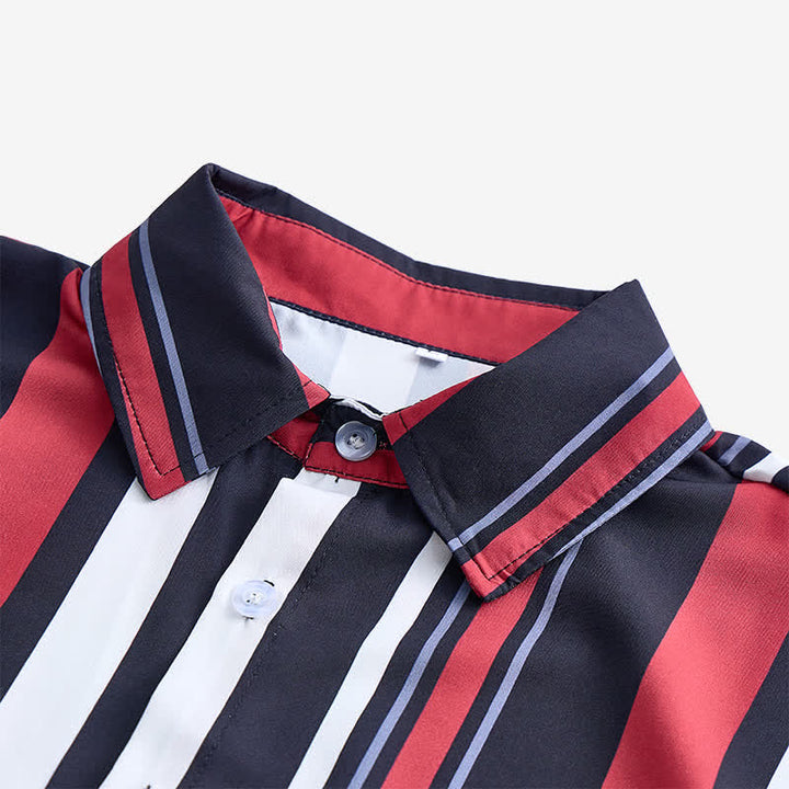 Herrenhemd im Retro-Stil, rot-schwarz gestreift - image 3