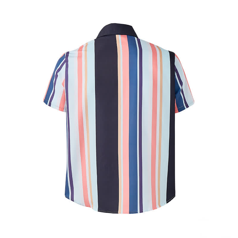 Herren-Sommerhemd mit orange-schwarzen, leuchtenden Streifen und kurzen Ärmeln - image 8